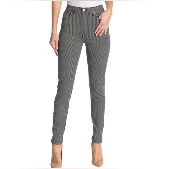 BLDWN   BALDWIN | Navy Blue White Striped Ultra High Rise Skinny Jeans - 28 - Picture 2 of 7